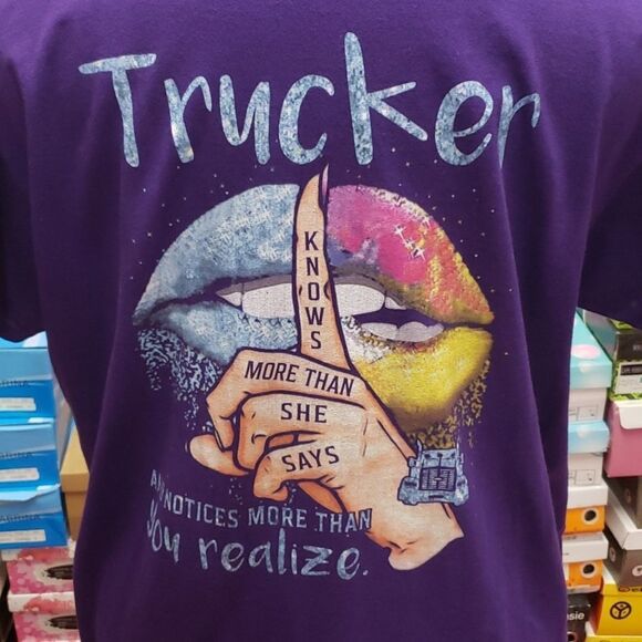 Lady Trucker Purple Graphic Tee EUC sz 2x - Picture 2 of 6